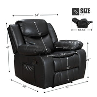 Fauteuil inclinable de massage et chaleur en cuir durable à assise large