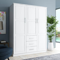 Palace Imports Armoire-penderie Cosmo 3 portes 100% bois massif avec portes en bois massif ou miroir