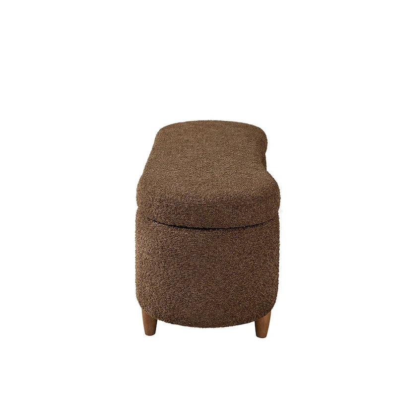 INK+IVY Bailey banc de rangement en bouclette taupe à dessus basculant