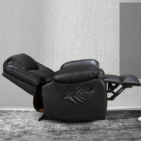 Fauteuil inclinable de massage et chaleur en cuir durable à assise large