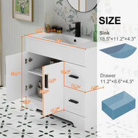 Wavy Line Ensemble meuble-lavabo de salle de bain 30/36/48 avec vasque & robinet