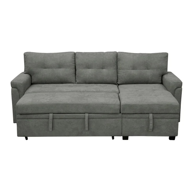 Canapé sectionnel réversible avec lit escamotable, méridienne de rangement dissimulée, pieds durables,