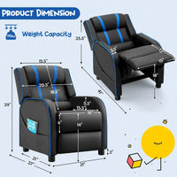 Fauteuil Inclinable Enfant Gymax Ergonomique en Cuir avec Repose-Pieds