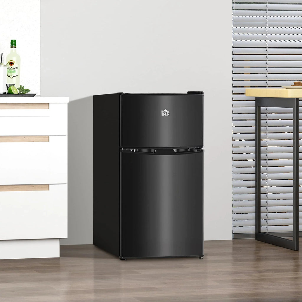 HOMCOM Mini-réfrigérateur double porte avec congélateur, réfrigérateur compact 3.2 pi³ avec étagère réglable, thermostat réglable