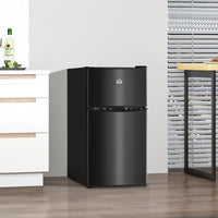 HOMCOM Mini-réfrigérateur double porte avec congélateur, réfrigérateur compact 3.2 pi³ avec étagère réglable, thermostat réglable
