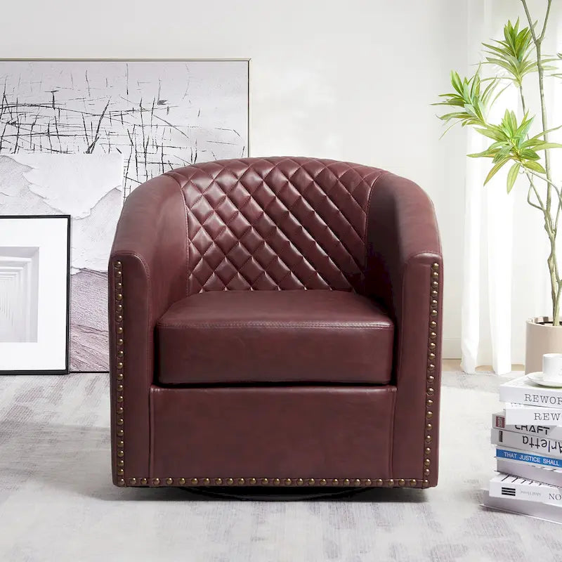 Fauteuil à barillet pivotant en cuir PU touffeté KINWELL 29