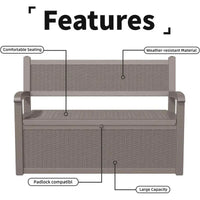 Banc de rangement en résine tout temps avec compartiment caché verrouillable - Aspect rotin, capacité de 227 kg, rangement de 265 litres