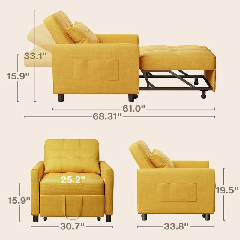 Canapé-lit réglable 3 en 1, fauteuil-canapé escamotable, lit pliant convertible pour salon