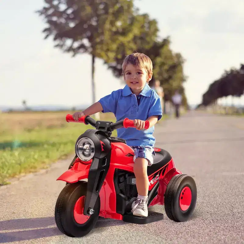 Moto Qaba porteur, voiture à bulles 6V, moto électrique à 3 roues 3 km/h pour enfants avec phares LED, musique, marche avant et arrière