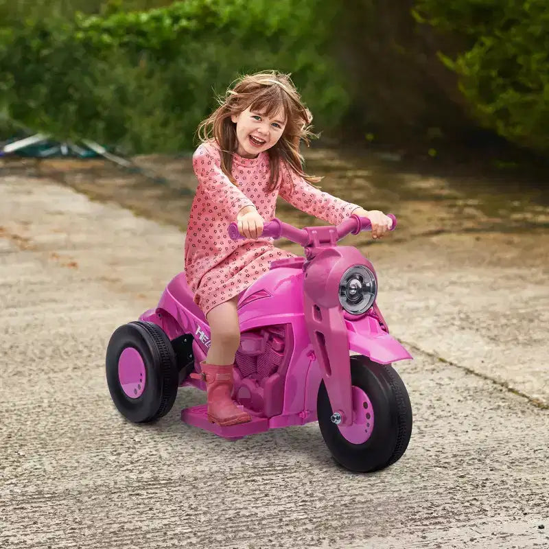 Moto Qaba porteur, voiture à bulles 6V, moto électrique à 3 roues 3 km/h pour enfants avec phares LED, musique, marche avant et arrière