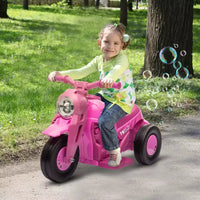 Moto Qaba porteur, voiture à bulles 6V, moto électrique à 3 roues 3 km/h pour enfants avec phares LED, musique, marche avant et arrière