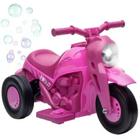 Moto Qaba porteur, voiture à bulles 6V, moto électrique à 3 roues 3 km/h pour enfants avec phares LED, musique, marche avant et arrière