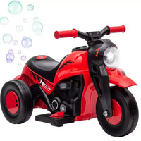 Moto Qaba porteur, voiture à bulles 6V, moto électrique à 3 roues 3 km/h pour enfants avec phares LED, musique, marche avant et arrière