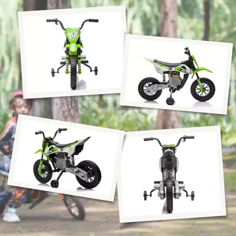 Moto pour enfants Qaba avec accélérateur à poignée tournante, moto électrique 12 V avec roulettes, suspension arrière et musique