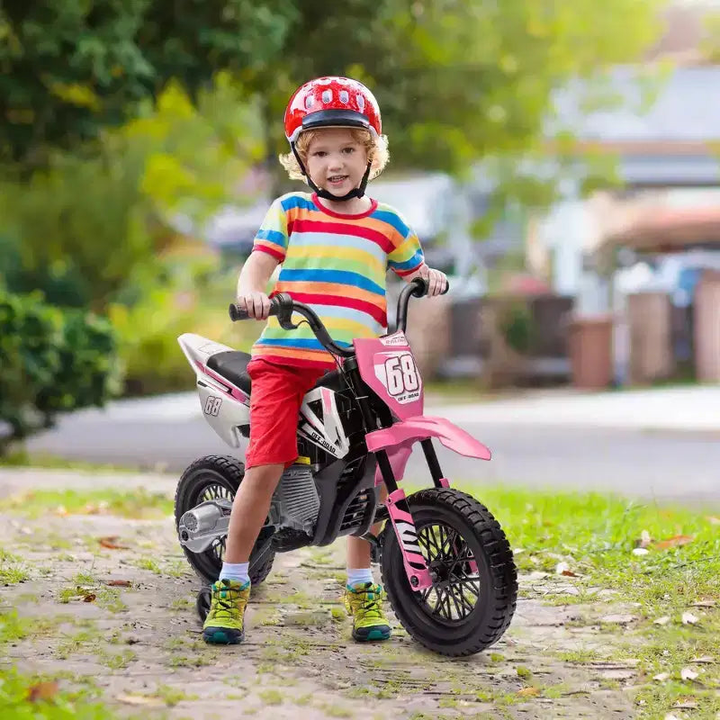 Moto pour enfants Qaba avec accélérateur à poignée tournante, moto électrique 12 V avec roulettes, suspension arrière et musique