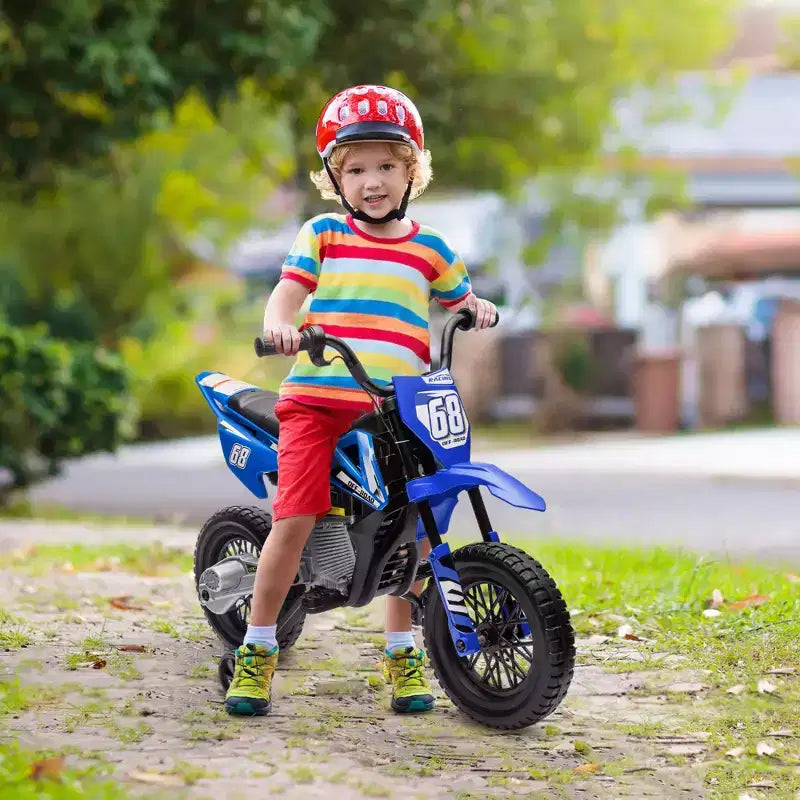 Moto pour enfants Qaba avec accélérateur à poignée tournante, moto électrique 12 V avec roulettes, suspension arrière et musique
