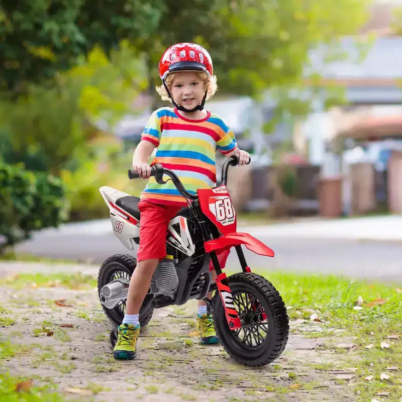 Moto pour enfants Qaba avec accélérateur à poignée tournante, moto électrique 12 V avec roulettes, suspension arrière et musique