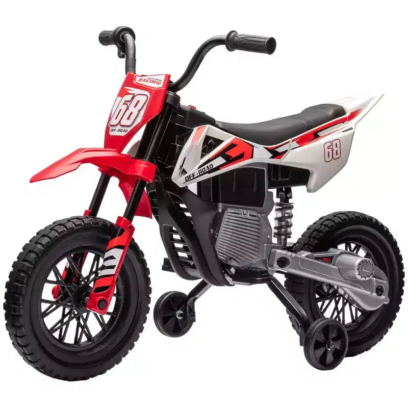 Moto pour enfants Qaba avec accélérateur à poignée tournante, moto électrique 12 V avec roulettes, suspension arrière et musique