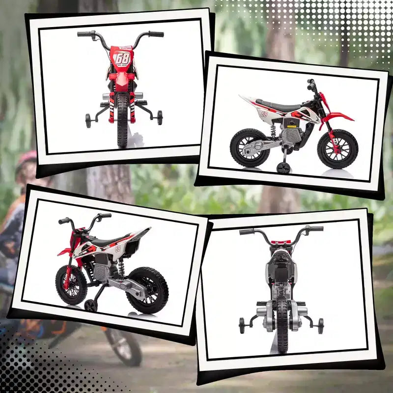 Moto pour enfants Qaba avec accélérateur à poignée tournante, moto électrique 12 V avec roulettes, suspension arrière et musique