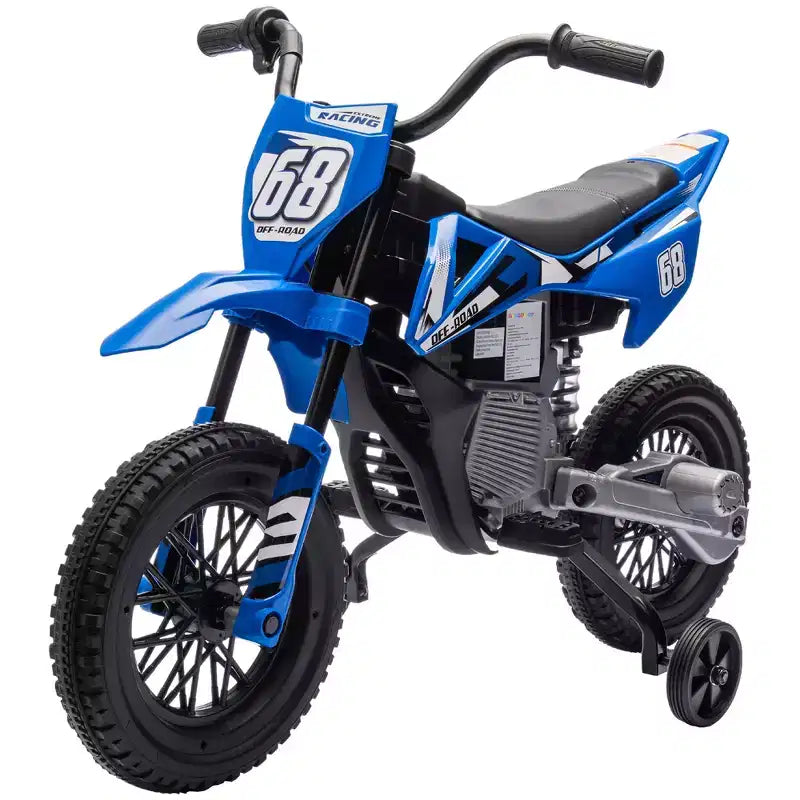 Moto pour enfants Qaba avec accélérateur à poignée tournante, moto électrique 12 V avec roulettes, suspension arrière et musique