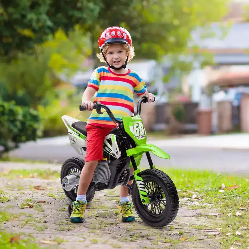 Moto pour enfants Qaba avec accélérateur à poignée tournante, moto électrique 12 V avec roulettes, suspension arrière et musique