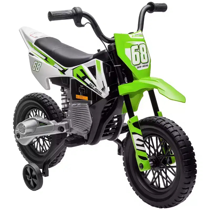 Moto pour enfants Qaba avec accélérateur à poignée tournante, moto électrique 12 V avec roulettes, suspension arrière et musique