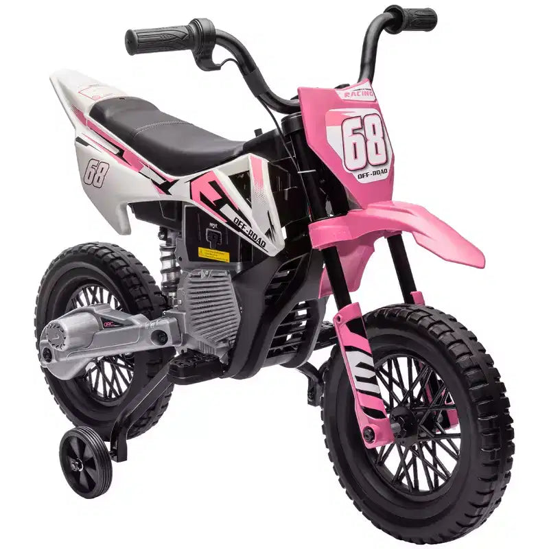 Moto pour enfants Qaba avec accélérateur à poignée tournante, moto électrique 12 V avec roulettes, suspension arrière et musique