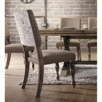 Chaise de salle à manger Birmingham à imprimé Script finition bois flotté avec clous, lot de 2