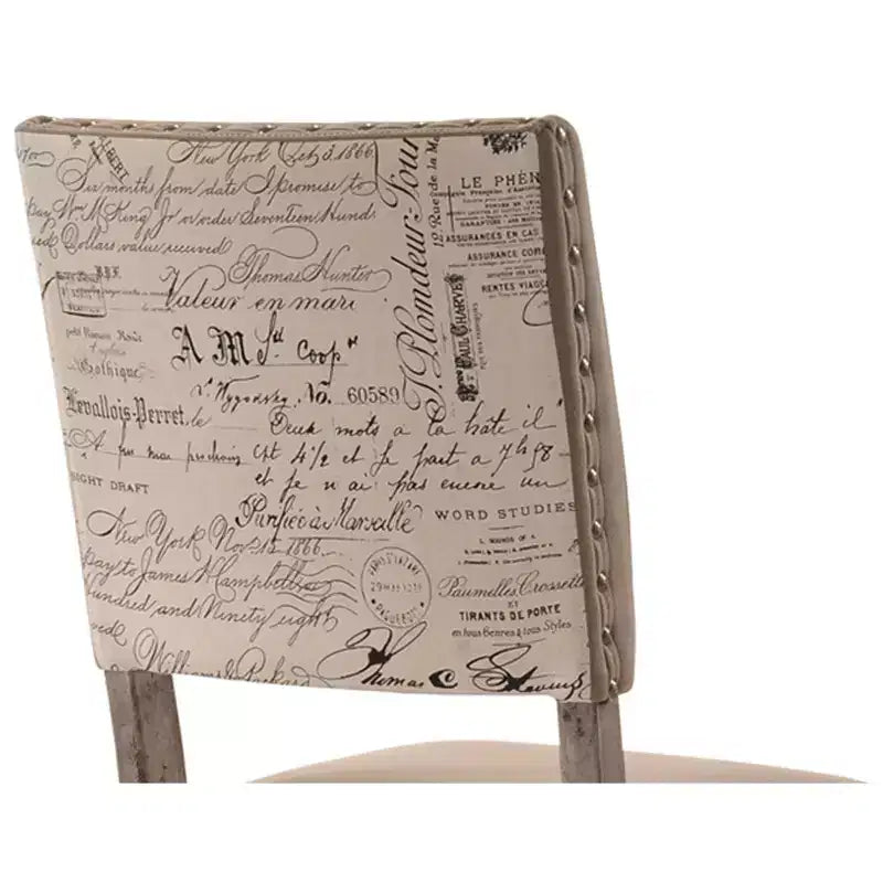 Chaise de salle à manger Birmingham à imprimé Script finition bois flotté avec clous, lot de 2
