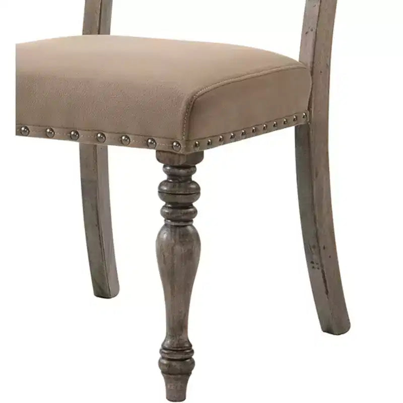 Chaise de salle à manger Birmingham à imprimé Script finition bois flotté avec clous, lot de 2