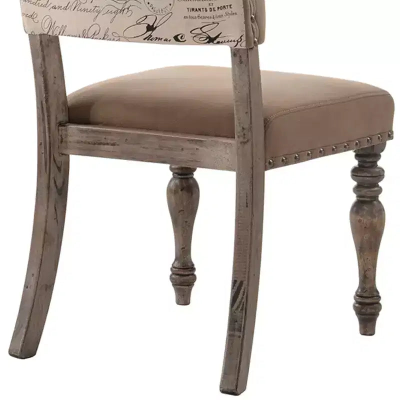 Chaise de salle à manger Birmingham à imprimé Script finition bois flotté avec clous, lot de 2