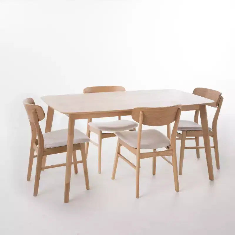 Ensemble repas en bois rembourré GDFStudio Balfern 5 pièces Mid Century Modern
