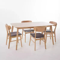 Ensemble repas en bois rembourré GDFStudio Balfern 5 pièces Mid Century Modern