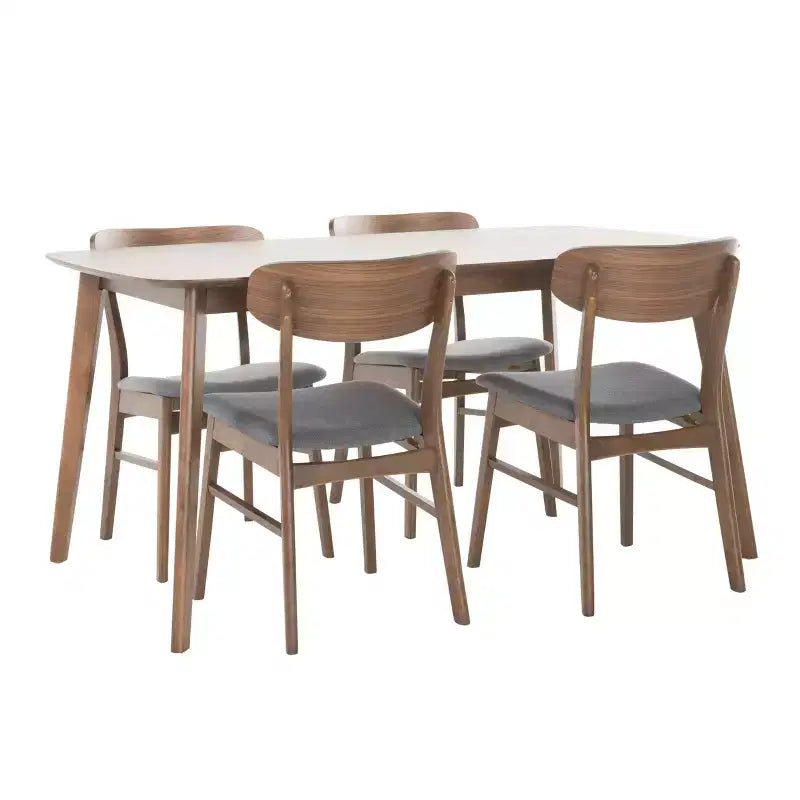 Ensemble repas en bois rembourré GDFStudio Balfern 5 pièces Mid Century Modern