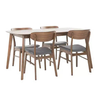 Ensemble repas en bois rembourré GDFStudio Balfern 5 pièces Mid Century Modern