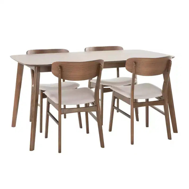 Ensemble repas en bois rembourré GDFStudio Balfern 5 pièces Mid Century Modern