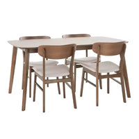 Ensemble repas en bois rembourré GDFStudio Balfern 5 pièces Mid Century Modern