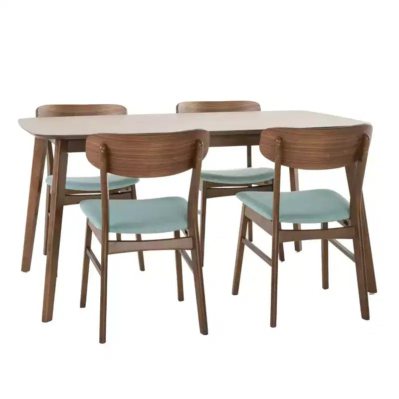 Ensemble repas en bois rembourré GDFStudio Balfern 5 pièces Mid Century Modern