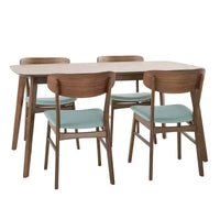 Ensemble repas en bois rembourré GDFStudio Balfern 5 pièces Mid Century Modern