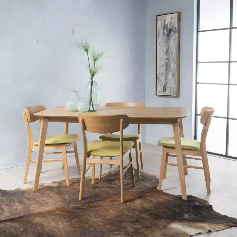 Ensemble repas en bois rembourré GDFStudio Balfern 5 pièces Mid Century Modern