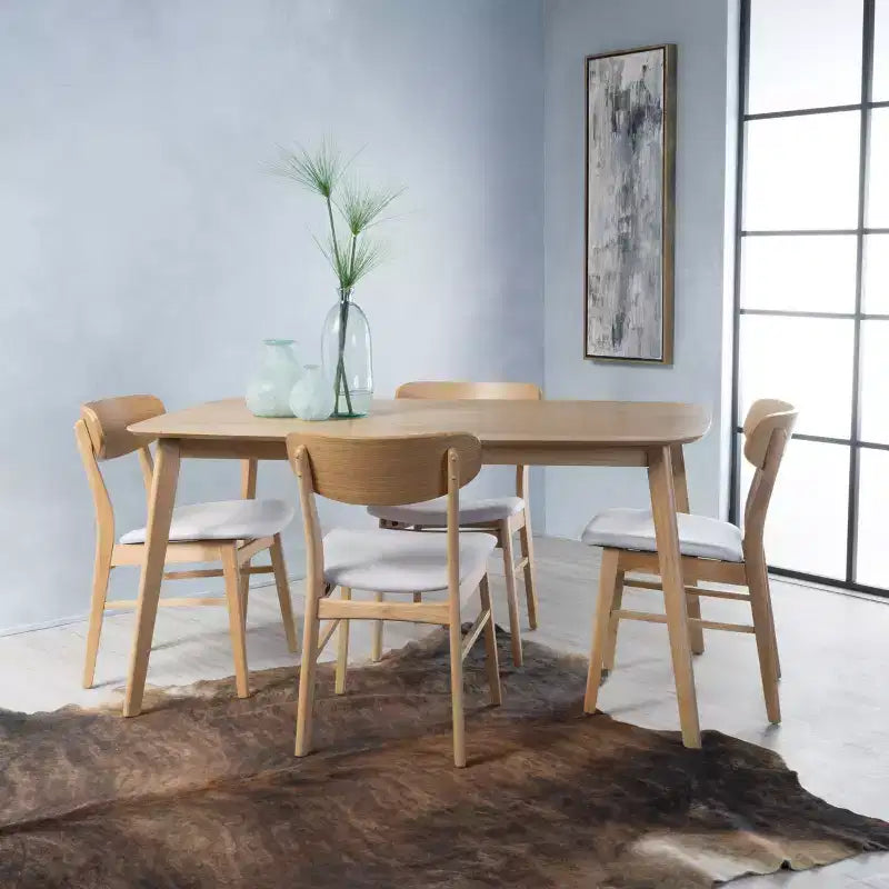 Ensemble repas en bois rembourré GDFStudio Balfern 5 pièces Mid Century Modern