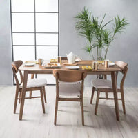 Ensemble repas en bois rembourré GDFStudio Balfern 5 pièces Mid Century Modern