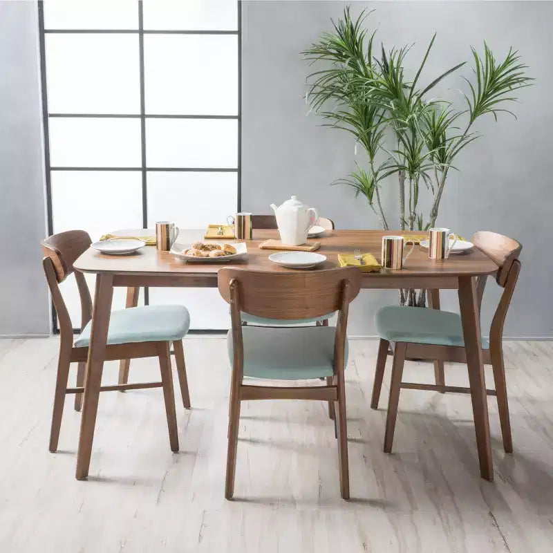 Ensemble repas en bois rembourré GDFStudio Balfern 5 pièces Mid Century Modern