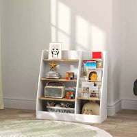 Qaba Bibliothèque et organiseur de rangement de jouets 4 niveaux pour enfants avec porte-livres, pour salon, chambre d'enfant, salle de jeux, chambre, garderie, étude, bibliothèque, salle de classe