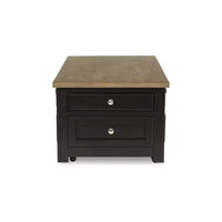 Signature Design by Ashley Drazmine Table basse relevable bicolore avec tiroirs de rangement et roulettes, Marron