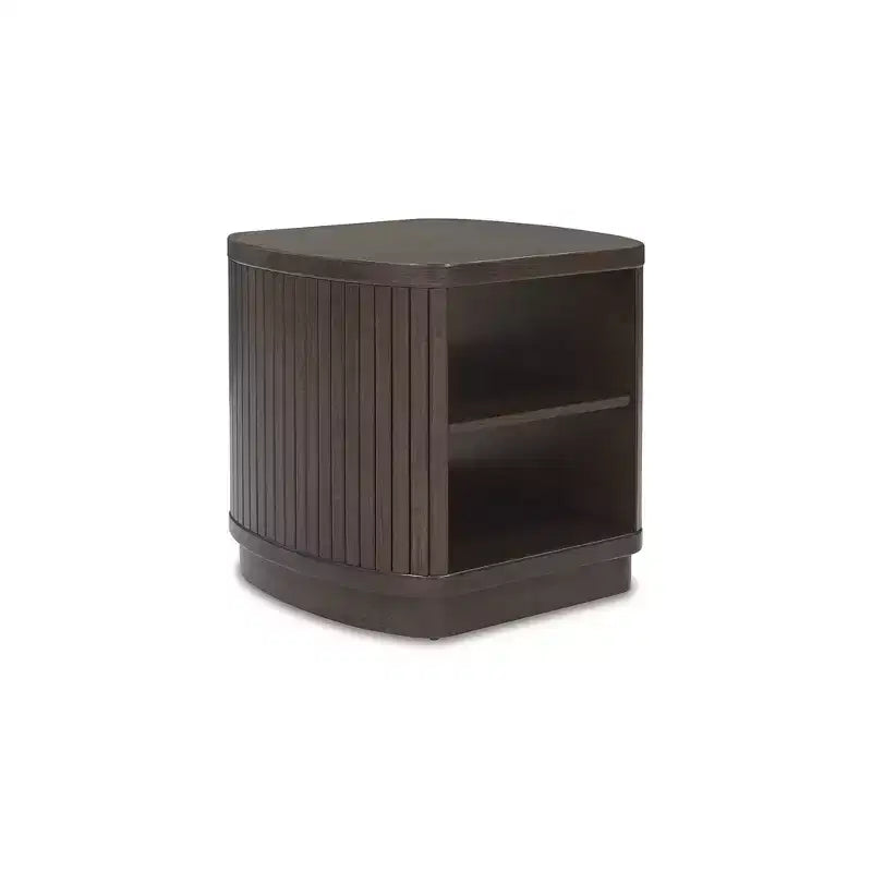 Table d'appoint contemporaine Signature Design by Ashley Korestone avec étagère de rangement, brun foncé