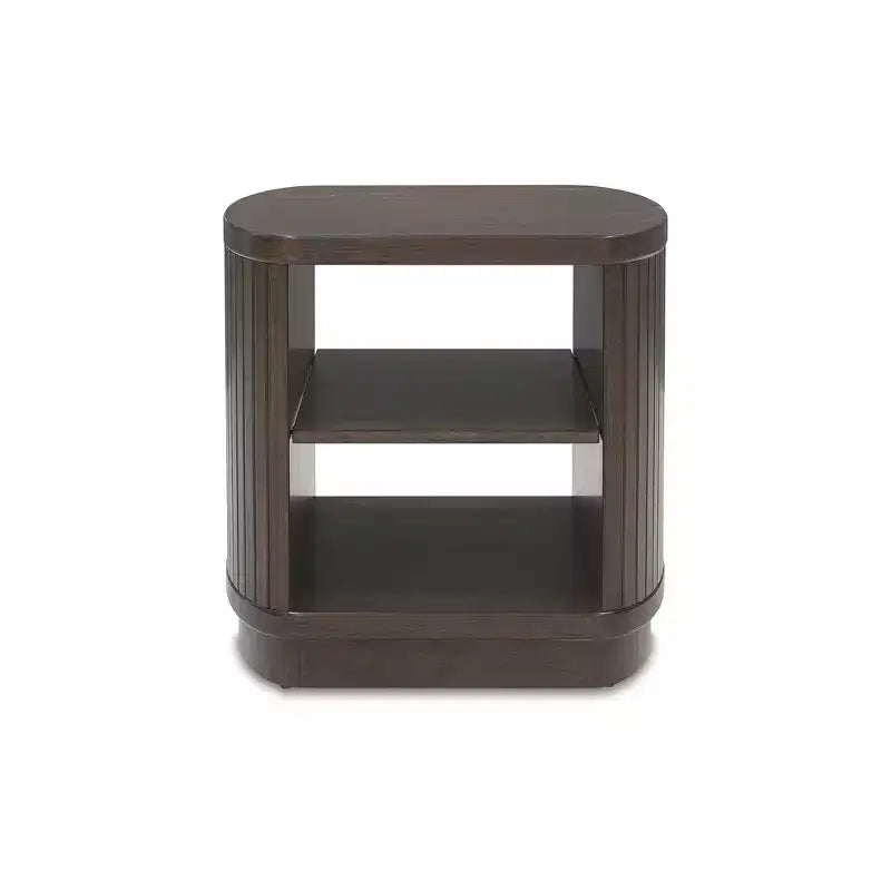 Table d'appoint contemporaine Signature Design by Ashley Korestone avec étagère de rangement, brun foncé
