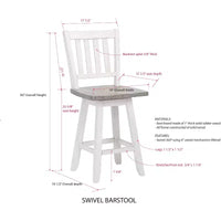 Tabouret de comptoir pivotant Kings Brand Furniture Gwinn, lot de 2, gris/blanc délavé