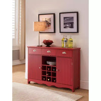 Kings Brand Furniture Buffet Console avec Rangement à Vin, Rouge