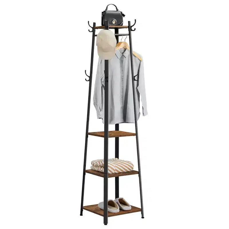 Portemanteau style industriel avec étagères et crochets - Vestiaire autoportant pour entrée et salon